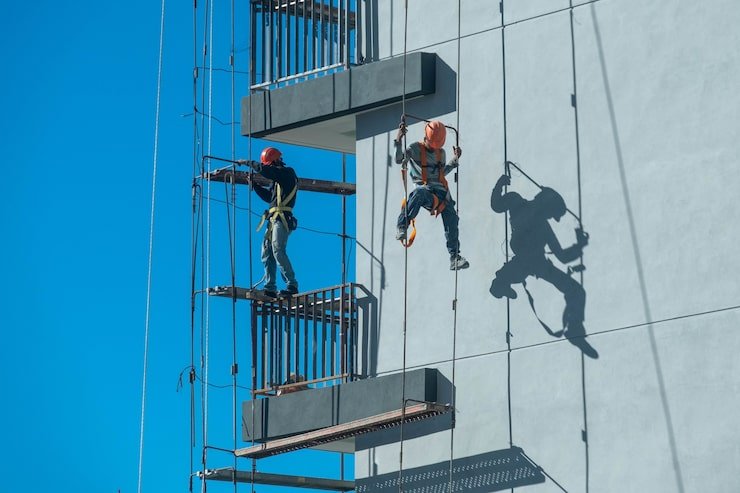 couple-workers-fixing-climbing-scaffolding-while-following-all-safety-measures_181624-46565